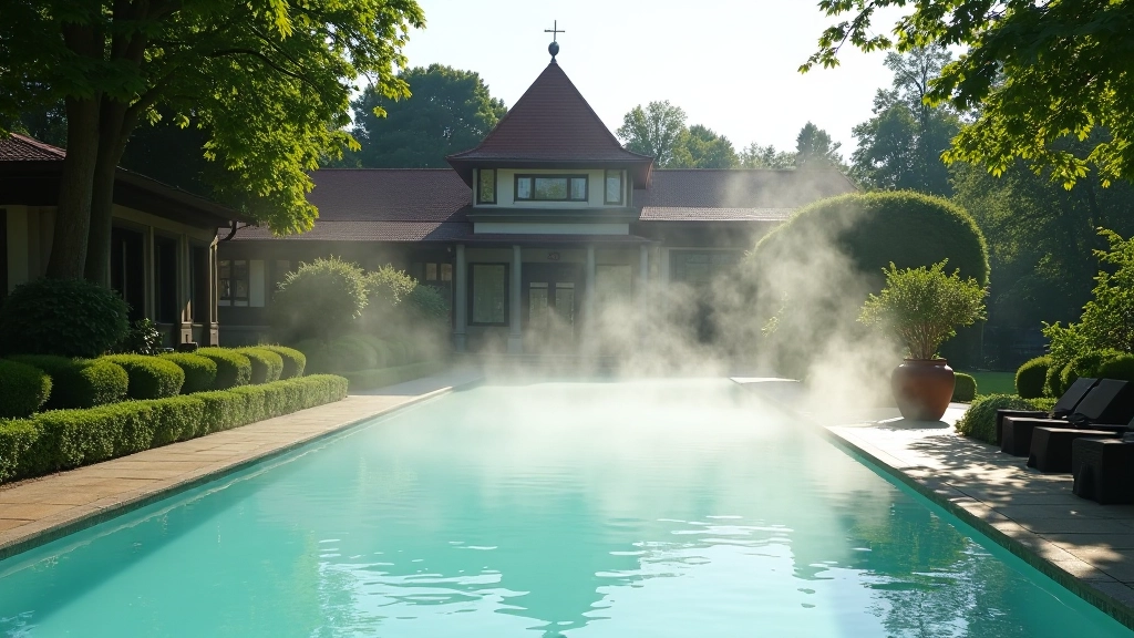 Thermal mineral spring spa facility with steam and gardens