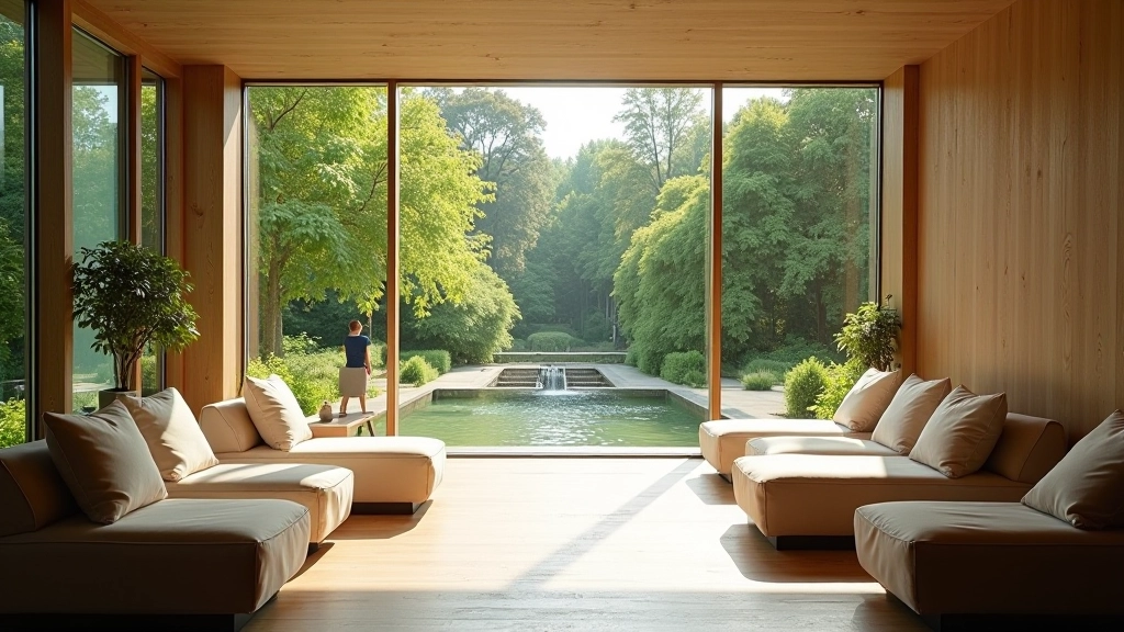 Modern spa relaxation lounge with comfortable seating